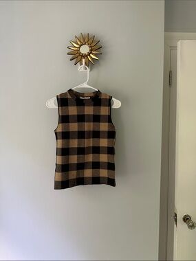 Mango Black and Tan Plaid Sleeveless Tank